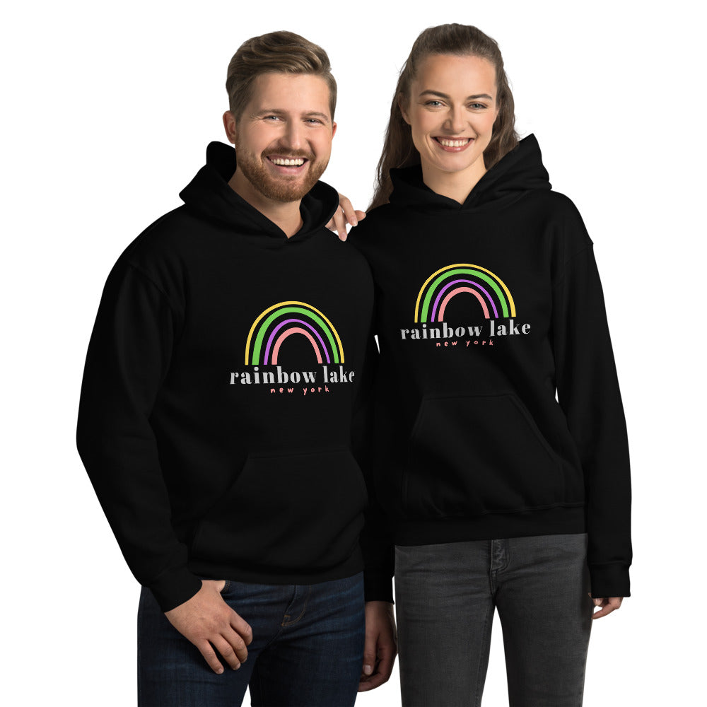 Rainbow Lake Hoodie (light text)